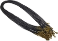 Lot de cordons noirs cirés pour colliers avec fermoir mousqueton bronze antique - Épaisseur 1,5 mm / Embouts en métal bronze antique / café
