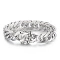 Pulsera de cadena cubana plateada pulida con cierre de seguridad lateral en acero 16mm - Pulsera (KB153797-Z) / 16mm de Ancho / 21cm de Largo