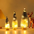 Drei leuchtende Mini-Weihnachtsbäume mit warmen LEDs und Holzsockeln für die Weihnachtsdeko - 20cm / Silber & Weiß Zweifarbig