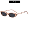 Retro champagne oval sunglasses for women with dark grey lenses and translucent frames - Transparent Pink
