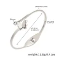 Bracciale rigido in acciaio argento con farfalla opaca e zircone 5A incastonato - Bracciale Aperto Farfalla Satinata Zirconia (Z050-Acciaio)
