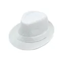 Breathable white mesh sun hat with a classic jazz fedora style for outdoor beach wear - M (56-58cm) / White