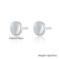 Elegantes pendientes redondos de plata de ley 925 con incrustación de nácar natural - Madreperla Redonda / Stud aretes