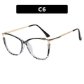 Cat eye glasses in grey-blue marble frame with gold metal temples, C6 model variant - Black Tortoiseshell