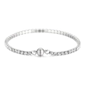 Silver stainless steel tennis bracelet with square zircons and spherical magnetic clasp - Steel Color (2.5mm*160mm)