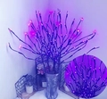 Dekorative LED-Zweigleuchten in Glasvase mit lebendiger lila und magentafarbener Beleuchtung - Einzelner Zweig 20 LEDs-2AA Batterietyp / Lila