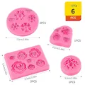 6-piece pink silicone fondant molds set with rose and daisy patterns for cake baking - 6-Piece Set