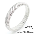 Silver vertical ribbed stainless steel stretch bracelet with ball clasp for men and women - Steel Color (KB183426-HM)