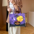 Halloween purple felt tote bag with pumpkin and ghost patterns, size 34x27cm - 34*27*12cm / Purple