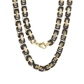 Byzantine chain necklace for men in gold and black stainless steel with lobster clasp - 8mm / Bracelet 18CM / Black Gold