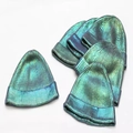 Metallic green holographic knit beanie with ribbed texture and shimmering finish - Laser Green