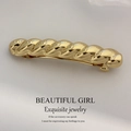 Golden twisted rope design spring hair clip with premium metal plating finish - Twist Gold
