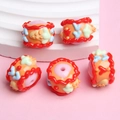 Cuentas en relieve pintadas a mano en rojo, rosa y verde para bisutería artesanal - Perla Rosa Crema Roja Naranja Corazón Azul