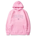Rosafarbenes Kapuzenpulli mit Fresh Love Aufdruck und Kängurutasche für Damen - S / Oberteile / Rosa