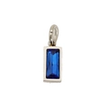 Silver stainless steel pendant with rectangle dark blue birthstone zircon for necklaces - September Steel (Deep Blue Zirconia)