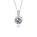 Collana in argento sterling S925 con pendente classico in moissanite tonda in argento - Stile Moissanite / Bianco