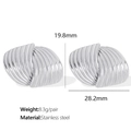 Silver stainless steel twisted stripe hoop earrings for women with elegant metal texture - Silver