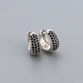 925 sterling silver huggie earrings with three rows of black pave-set zircon stones - 925 Silver / Platinum Color (Black Stone)