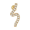 Gold lightning bolt ear cuff with white cubic zirconia and stainless steel chain link - Gold Wave Lightning Style (#12)