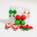 Détail d'un lot de 6 paires de boucles d'oreilles de Noël avec Père Noël et grelots - Ensemble thématique de Noël 6 paires