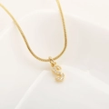 Gold-plated snake chain necklace featuring a zircon-encrusted letter S pendant - Letter S(XN-05-S) / Gold