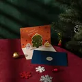 Carte de Noël 3D avec bonhomme de neige, enveloppe marine et sceau doré - Type C - HK051 Carte 3D Merveilleux Noël