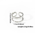 Silver double-layer fishtail ring with leaf texture in tarnish-free stainless steel - TYR0421 / Silver Wheat Multi-layer