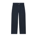 Dunkelblaue Cargo-Hose für Damen mit passendem D-Ring-Gürtel und Ziernähten vorne - XS / Marineblau