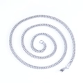 Collar de cadena cubana de 6 lados de acero inoxidable plateado pulido en espiral - 4mm Tejido Doble Cuatro Lados 20 pulgadas