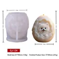 Stampo in silicone fai-da-te per candele a forma di Pomerania con texture del pelo - Rilievo di Pomerania 3D Uovo