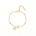 Bracelet en acier doré avec breloque papillon, lettre S et chaîne réglable pour femme - Lettre S