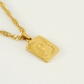18K gold-plated stainless steel square pendant necklace featuring letter P with twist chain - Letter P
