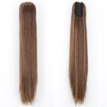 Long straight light brown ponytail hairpiece with secure black claw clip attachment - 2-30-Light Auburn Brown