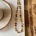 Collier vintage perles d'oeil de tigre et ambre, idéal pour un pull d'automne - 14# Long Collier de Perles Mélangées 8mm