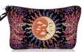 Detail of sunflower and moon makeup bag with floral patterns and sturdy metal zipper - Retro Sun Moon Print