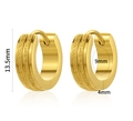 Gold plated titanium steel hoop earrings with 13.5mm diameter and textured finish - Matte and Polished Two-Tone Hoop Earrings (E665-GO)