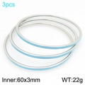 Set of 3 silver stackable bangles with sky blue enamel finish, 60mm diameter - Light Blue / Steel Color