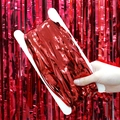 Vibrant red metallic foil fringe curtain wrapped on cardboard for party backdrop decoration - 1m x 2m / Red