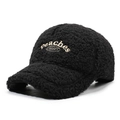 Cappellino da baseball in pile sherpa nero con ricamo peaches e chizzy in oro - Regolabile / Nero