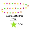 Guirnalda de estrellas de papel coloridas de 3 metros con 28 piezas para fiestas - Estrella de 3m (28 Piezas) / 7cmx7cm