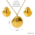 Golden 18K gold-plated stainless steel geometric necklace and earrings jewelry set - Shield Texture Style (ZS1540G)