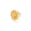 Detailed view of gold flower ring with 27mm diameter and adjustable open design - Adjustable Open / Gold Carved Texture Sun Sunflower (J200)