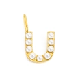 Golden stainless steel letter U pendant with inlaid pearls for DIY jewelry making - Letter U / Gold