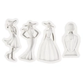 Set of 4 white silicone molds featuring elegant female silhouettes and fashion figures - Set of 4-Grey