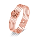 Bracciale a strati oro rosa con disco dell'albero della vita e diamanti luccicanti - Oro rosa