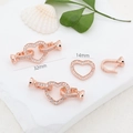 32mm rose gold 8-shape pearl necklace clasp with zircons for jewelry making - Large Heart / Rose Gold