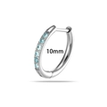 10mm silver G23 titanium hoop earring with light blue zircon stones inlay - Blue (T2562-10mm Blue)