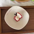 Mini 4.5cm apple-shaped acetic acid hair claw clip with cherry red and white finish - Small Apple Claw