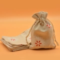 Cream cotton drawstring sachet with red snowflake print for gifts and jewelry storage - Snow Wash Gray