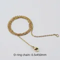 Minimalist 18K gold plated stainless steel O-link cable chain necklace 0.5x450mm with clasp - Gold (0.5x45cm)